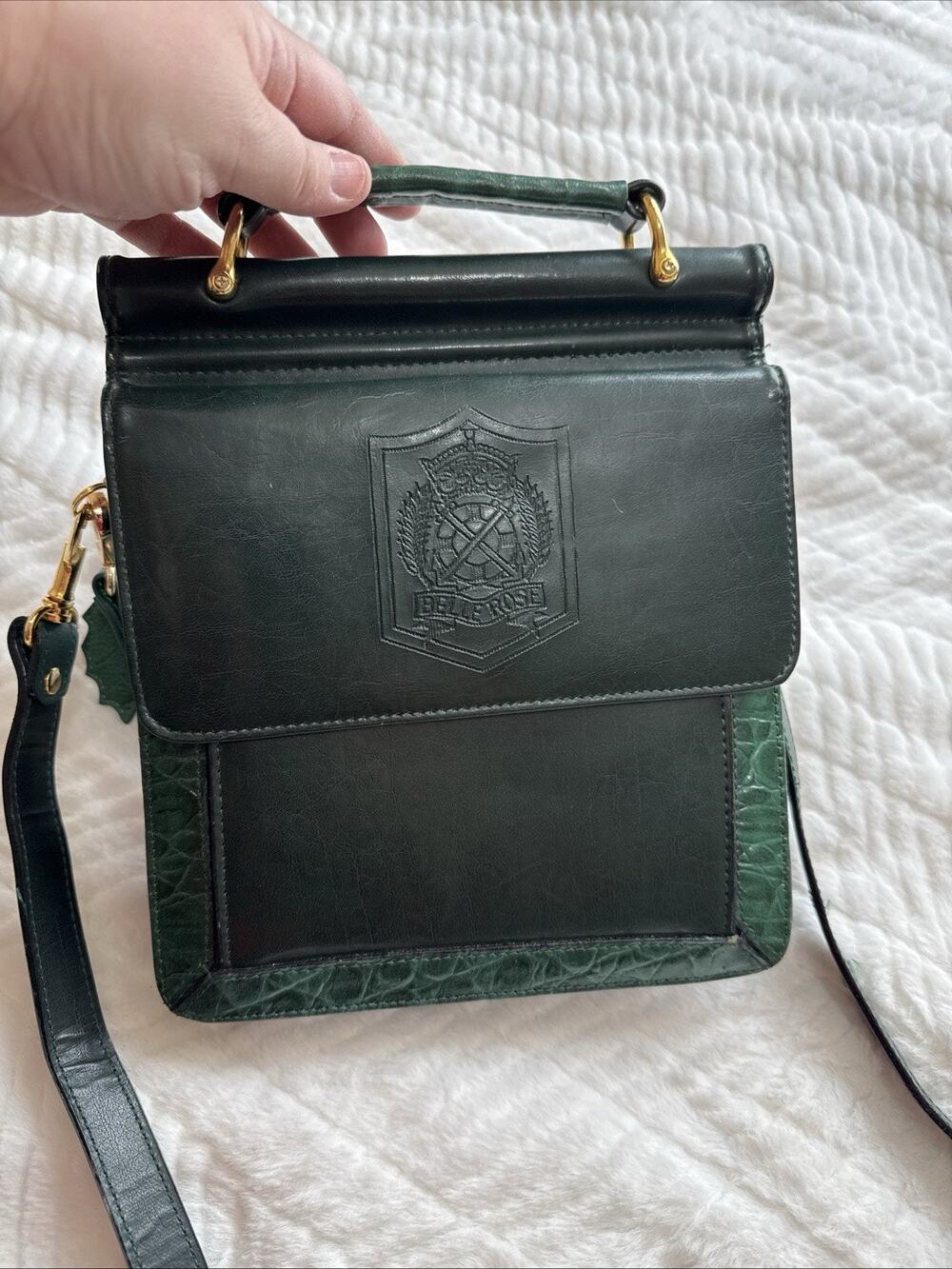 Dark Academia Equestrian Old Money Vintage Preppy Belle Rose Green Leather Bag